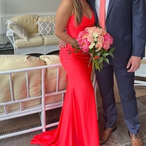 Neon Orange Prom Dress